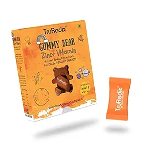 Truradix Immunity Booster for Kids - Vitamin C With Zinc for Kids ? Vegan Gummy Bears with Vitamins C, A, D2 for Toddlers and Kids ? Yummy Vitamin C Chewable with Zinc ? 30 Gummy Bears