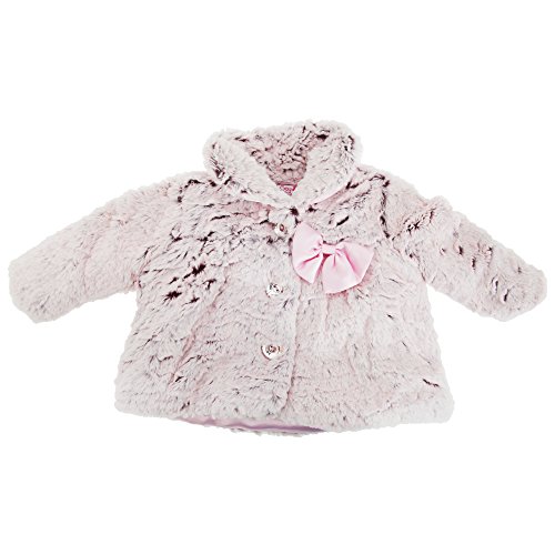 Baby Girls Fluffy Winter Coat With Bow Applique (9-12 Months) (Pink)