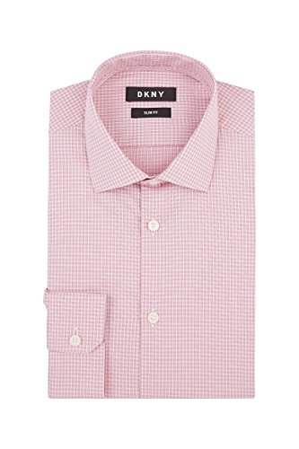 Dkny Mens Slim Fit Pink Single Cuff Textured Check Shirt | Desertcart Brunei