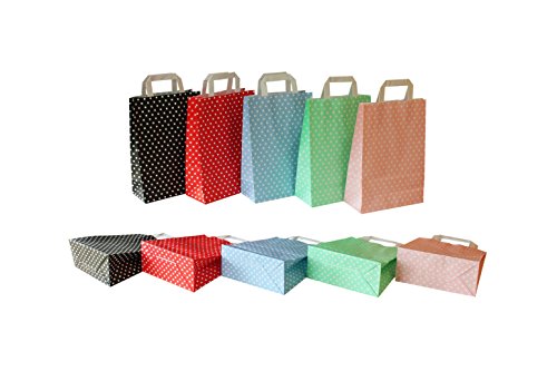 Papiertragetaschen mit Flachhenkel „Punkte“ MINT (18 + 8 x 22 cm, 50 Stück) - 2