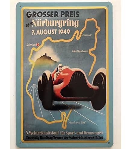 Blechschild Nürburgring 1954 – Retro Werbe Design, 20x30 Cm, Wetterfest, Made In Germany