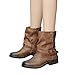 Produktbild TianWlio Boots Stiefel Schuhe Stiefeletten Frauen Herbst Winter Vintage Runde Zehe Leder Booties Reißverschluss Stiefel Quadratische Ferse Schuhe Weihnachten Braun 37