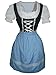 Produktbild Di03bs Mini Dirndl, 3 teiliges Trachtenkleid in hellblau weiß, Kleid mit Bluse und Schürze, Rocklänge 53-55 cm, Gr. 40