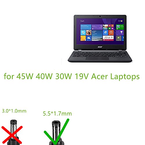 [TUV GS LISTED] HUIKEYUAN 45W 40W 30W 19V Notebook Laptop Netzteil Ladegerät Ladekabel für A110 A150 D150 D250 D255 D255e D257 D260 D270; Acer Acer Aspire One AOA150 AO756 AOD257 722 725 756 522 533 532h, Acer Aspire V5 V5-121 V5-122p V5-123 V5-131 V5-132 V5-132p V5-171; Acer Aspire V3 V5 E1 E11 E3 E5 E15 ES1 R14 R3 ES1 mit 5V 2A USB Hafen für Telefone und Tabletten, Stecker 5,5*1,7mm - 6