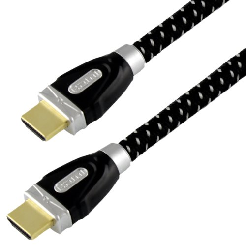 Ligawo High Speed HDMI Kabel mit Ethernet ( 4Kx2K, UHD, HDR, Dolby Vision, 3D, 4K Ultra Blu-ray ) cotton schwarz/silber – 0,5m
