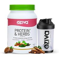 OZiva Protein & Herbs, Women, (Natural Protein Powder with Ayurvedic Herbs like Shatavari, Giloy, Curcumin…