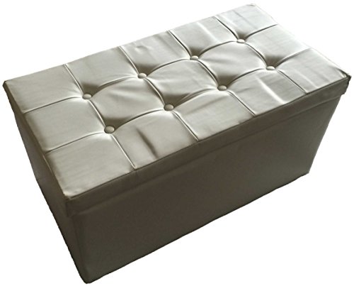 Hoga Chesterfield Sitzhocker Sitzwürfel Aufbewahrungsbox Truhe HF128 (Weiss) - 3