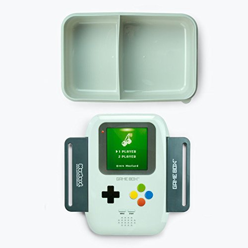 MUSTARD Brotdose mit Fächern im Bento-Stil im Design einer Spielkonsole I Lunch Box I Mittagessen Box I Geschenkidee für Kinder und Erwachsene – Game Boy Grau - 3