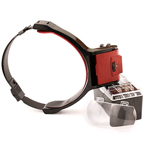 Preisvergleich Produktbild Profi. Stirnlupe Kopflupe Lupenbrille Brillenlupe Mit 4tlg Mit LED Licht