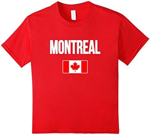 Montreal T-shirt Canadian Flag Canada Tee Souvenir Travel Kids 6 Red