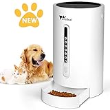 amzdeal Distributeur Croquettes Chats et Chiens Automatique - Message Vocal de 16 - 20 Seconds et Détection Infrarouge, Distributeur de Nourriture Programme Facilement de 4 Repas pour Animaux, 4.6 L
