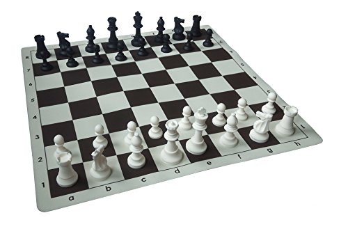 Preisvergleich Produktbild SchachQueen - Schachset - komplettes Schachspiel Silikon mit Schachbrett und Schachfiguren Feldgröße 57 mm (braun / beige) Königshöhe 90 mm (schwarz / weiß)