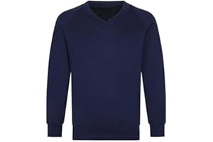 LUXFAB Girls Jumper Pullover V Neck School Uniform Kids Long Sleeve Sweater