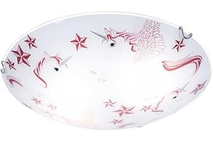 ‎ETC-SHOP etc-shop Einhorn Decken Lampe Mädchen Kinder Zimmer Glas Leuchte rosa weiß im Set inkl. LED Leuchtmittel