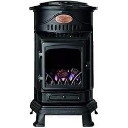 Chauffage d'appoint mobile gaz style vieux poêle Provence - modèle 2019 (Noir mat)