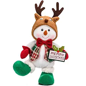 YING LING CRAFTS Christmas Snowman Plush Xmas Decor Snowmen Christmas Stuffed Animal Plush Decoration Festival Holiday for Kids Gifts Boy Snowman with Reindeer Hat 428A