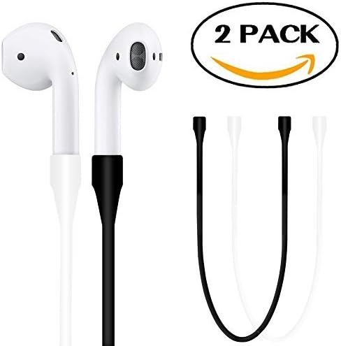 AirPods Strap, Kinnara Air Pods Sports Strap Wire Rope Connector for iPhone 7 / 7 Plus Apple Airpods,Never Lose Your Airpods, (General White &amp; Black)