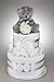 Baby Boy Girl Unisex Nappy Cake With Silver Teddy Bear New Baby Shower Gift Present (Two Tier)