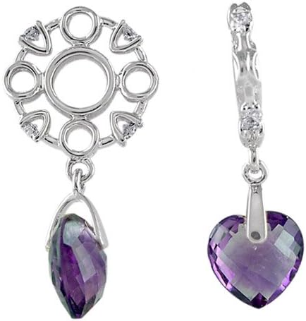 Storywheels Charm Silver Wheel with Amethyst Heart Brio Dangle Containing 1 Amethyst, 4 Diamonds (1 Piece)