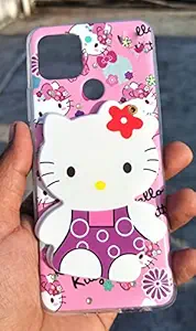 Kandix Mirror Kitty Cover Compatible with Oppo A15 Mirror Kitty |Shockproof & Anti-Scratch Soft Silicone TPU Cute 3D Mirror Kitty Back Cover for Oppo A15 -|Color May Vary