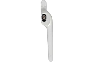 ERA Maxim Offset Locking Window Handle Right Hand White | PVC Windows Handle Replacement | Black Button White Windows Handle with Keys