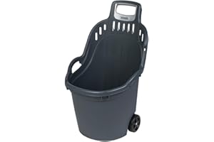 KREHER Chariot de jardin Helpy, capacité utile de 50 l, charge maximale : 60 kg, roues sur axe métallique, gris