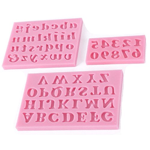 WDYJMALL 3 Pieces Alphabet Number Letter Shape Silicone Chocolate Fondant Biscuit Mold Cake Decorating Baking Mould - Alphabet Number 3 Pieces
