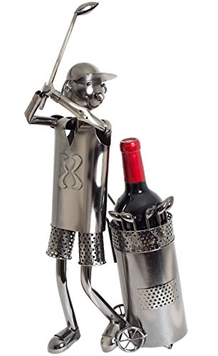 BRUBAKER Flaschenhalter Golfspieler beim Abschlag Metall Skulptur Geschenk mit Geschenkkarte - 2