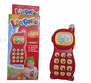 SIZZLER TOYS Presents Kids Phone and Mobile Telephone Toy Projection and Assorted Lights and Music, 8 Projection Pictures /Battery Operated / Age 3 Year +/ Best Gift for Kids