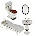Produktbild Fenteer 1/12 Skala Bad Badewanne Waschbecken Toiletten Spiegel Badezubehör Puppenhaus Puppenmöbel Set