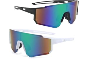 KOMUNJ 2 PCS Occhiali da Ciclismo Polarizzati, Occhiali da Sole Sportivi, Occhiali da Ciclismo Polarizzati da Uomo e Donna, Adatti per ciclismo, corsa, alpinismo
