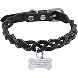 Hundehalsband + Hundemarke Set mit Gravur Personalisierte Hunde Haustier Echtes Leder Halsband Geflochten Hunde Halsband Haustiername und Telefonnummer Marke