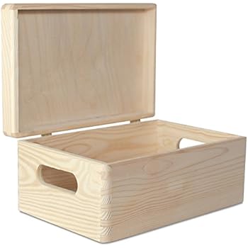 Creative Deco Quadratische Holzbox Holzkiste mit Deckel | 16,2 x 16,2 x