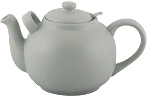 PLINT Simple & Stylish Ceramic Teapot, Globe Teapot with Stainless Steel Strainer, Ceramic Teapot for up to 10 cups, 2500 ml Ceramic Teapot, Flowering Tea Pot, TeaPot for Blooming Tea, Leaf Color