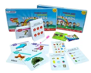 ClapJoy Reusable Flash Cards for Kids|124 Double Sided Early Learning Flash Cards for Kids for Age 2 to 5 Years Having 250+ Activities