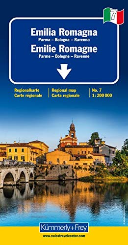 Emilie - Romagne (Parme, Bologne, Ravenne) - Carte régionale Italie (échelle : 1/200 000)