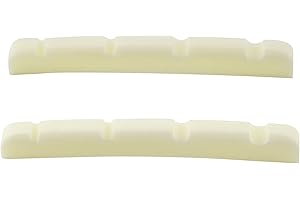 Musiclily Pro 41,91mm Gekerbt P Bass Knochensattel Bone Nut Gewölbter Unterseite für 4-saitige Fender Style Precision Bass,Elfenbein (2 Stück)