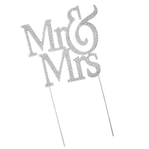 MagiDeal Tortenaufsatz “Mr&Mrs“ Hochzeit Kuchen Aufsatz Topper Kuchen Aufsatz Tortendeko Hochzeit Cake Topper Glitzernd Tortenverzierung Dekoration Tortenstecker Silber - 8