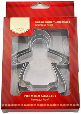 Gracelaza 3 Pieces Christmas Gingerbread Men Shaped Cookie Cutters Set - Stainless Steel Metal Baking Molds