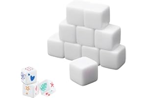 BEPSYOM 10 sztuk pustych 6 twarzy akrylowe kostki, odpowiednie do dekoracji, zabawy, nauki, tworzenia, zabawy, kości do gry (16 mm) (biały)