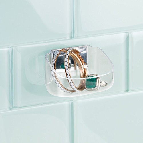 mDesign AFFIXX Kosmetik Organizer – praktische, stabile Aufbewahrungsbox für Kosmetikartikel und Accessoires – Schminkaufbewahrung leicht gemacht – transparent / glänzend - 2