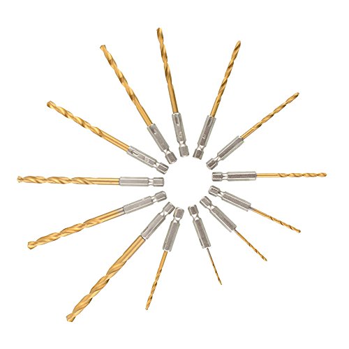 Fortag 13 tlg HSS Spiralbohrer Set mit Sechskantschaft Satz Bohrersatz Holz Holzbohrer Micro Bohrer Bithalter Drill Bit 1.5-6.5mm - 7