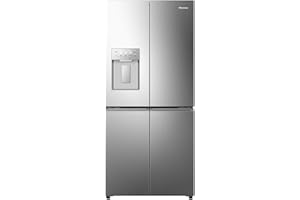 Hisense RQ5P470SYID Cross Door/Freistehend/EEK D/35 dB/No Frost/483 L/Automatischer Eiswürfel Bereiter/Wasserspender/My Fresh Choice/Metal Cooling/WiFi/SuperCool/HxBxT 178,5 x 79,4 x 69,8 cm/InoxLook
