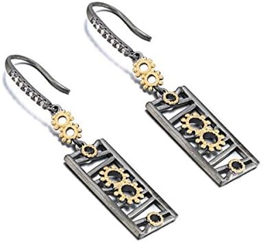 VANAXIN Vintage Long Square Earrings for Women Retro Party Gold Black Gun Plated Jewellery Accessory