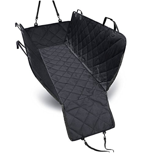 Asiento de Perro de Carro Impermeable, Hamaca de Cubierta de Asiento para Perro con cubrimiento antoderrapante para carros, camionetas, SUV's, con luz Lateral Parpadeante (54 x 56 Pulgadas) - Negro