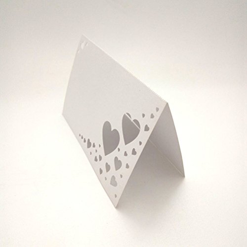 OULII Herz hohlen Name Tischkarten Hochzeit Gast Tischkarten Hochzeitsbevorzugungen, Packung mit 100 (weiß) - 2