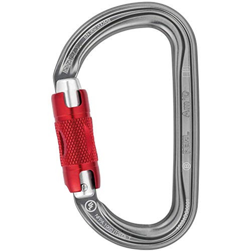 Petzl -Mosquetón Petzl Am 'D - Metallico, Twist-Lock
