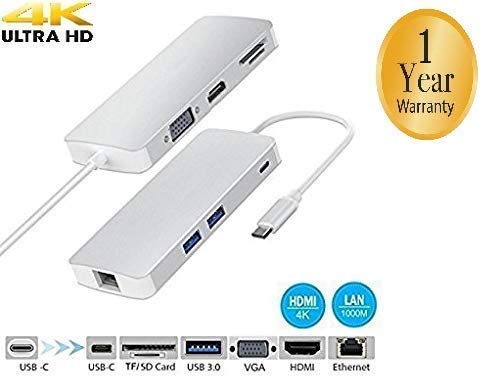 E Royal Shop® High Speed 8 in 1 USB C Hub, Type C Adapter with HDMI Port and More