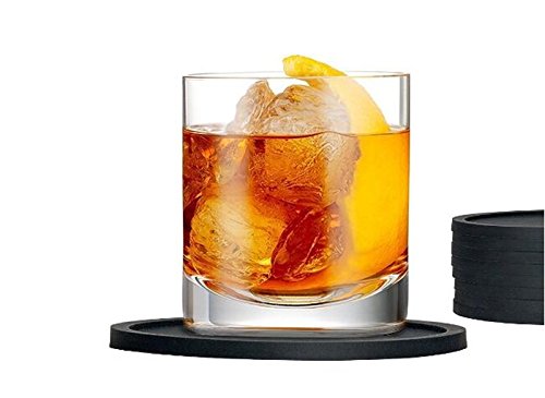 Cosanter Silikon-Untersetzer Glasuntersetzer-Set für Bar Wohnzimmer Küche , Round/ Schwarz 1 Stück - 2