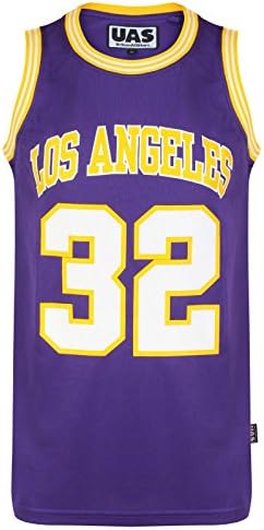 Mens American US Style Basketball Jerseys Miami NY Chicago LA Brookly Vests Tops Sleevless T Shirts (M, Los Angeles Purple 32)